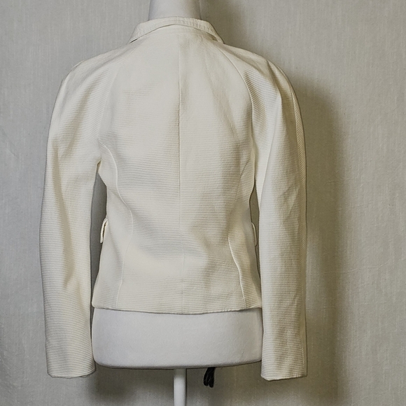 Max Mara Ribbed White Blazer Pearl Button Closure Sz 4 Business Casual,Classic - Picture 5 of 12